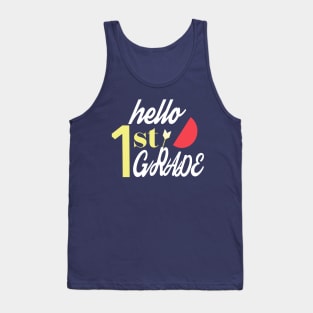 Hello Grade Back to School Shirt First Day of School Toddler Girls - Hello Preschool 1st Grade Tank Top